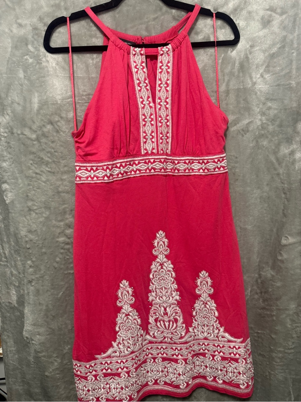 INC International Concepts Bright Pink Embroidered Halter Top